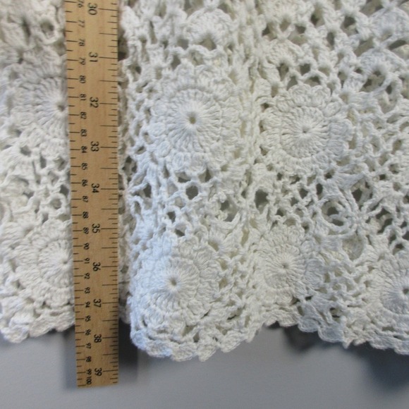 Jessica Roberts Crochet Vtg Y2K Tunic Dress L Ivory Open Knit Beach Boho 568 - Picture 9 of 11